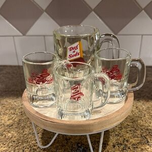 Original Dog N Suds Glass Mug Set with Red Accents